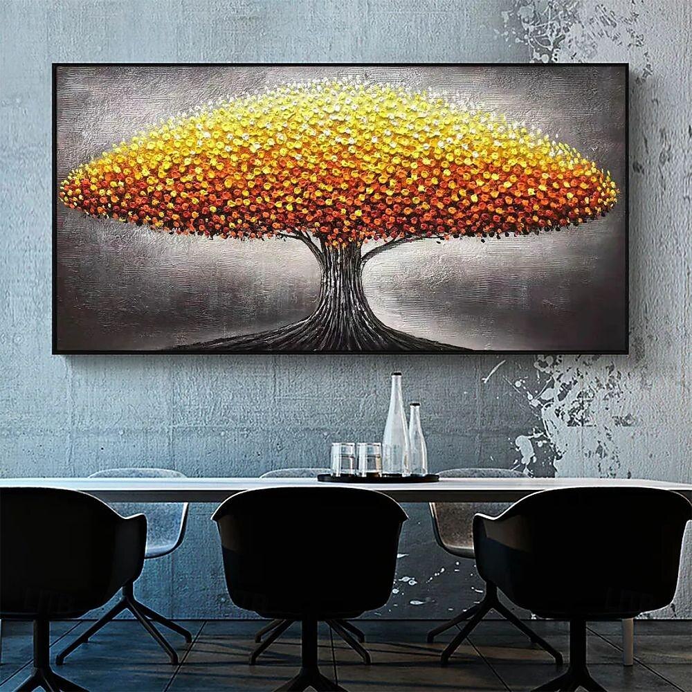 handgemaakt olieverfschilderij canvas muurkunst decoratie modern abstract 3d paletmes groen geldboom voor huisdecoratie gerold frameloos ongerekt schilderij 2025 - $100.99 –P11