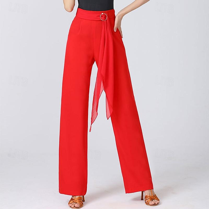Danse latine Danse de Salon Pantalon Châssis / rubans Couleur Pure Fantaisie Femme Utilisation Entraînement Taille haute Polyester de 2025 ? $39.99 –P4
