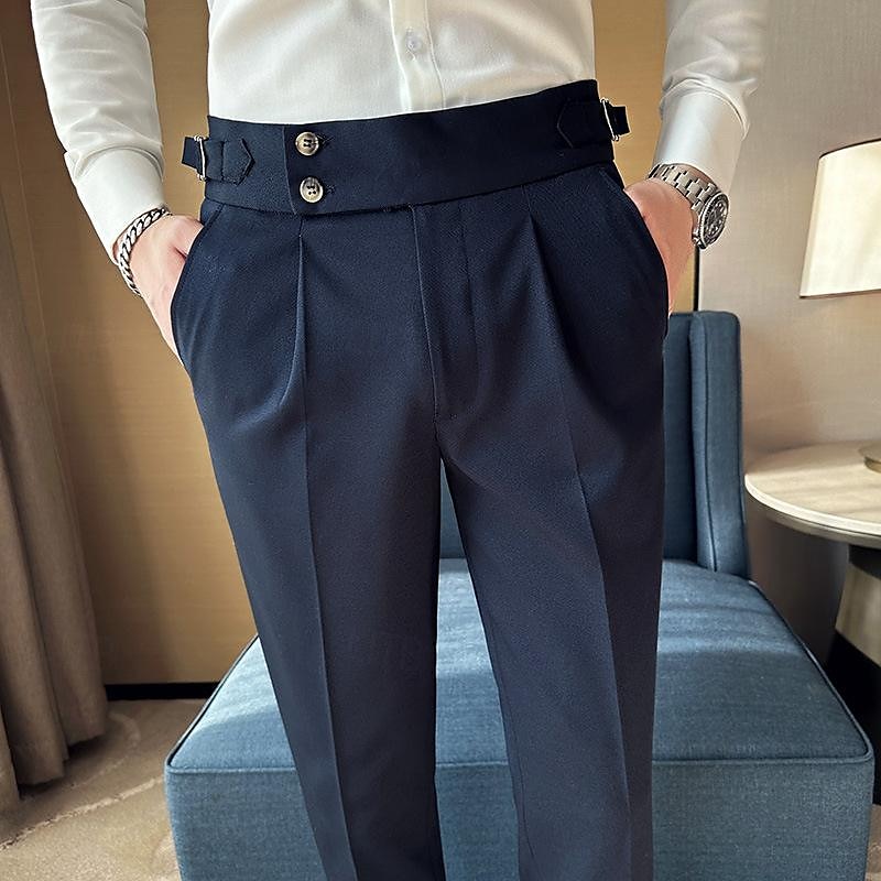 Men's Graduation Dress Pants Trousers Suit Pants Gurkha Pants Pocket Plain Comfort Breathable Outdoor Daily Going out Fashion Casual Black White 2026 - $53.99 –P3