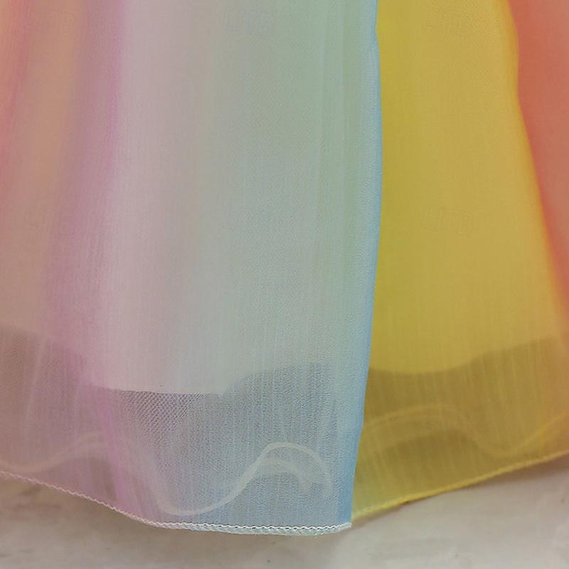 Tout-petit Fille Robe de Soirée Arc-en-ciel Manche Courte Mariage Soirée Mignon Princesse Polyester Été Printemps 3-7 Ans Multicouleur de 2025 ? $25.99 –P7
