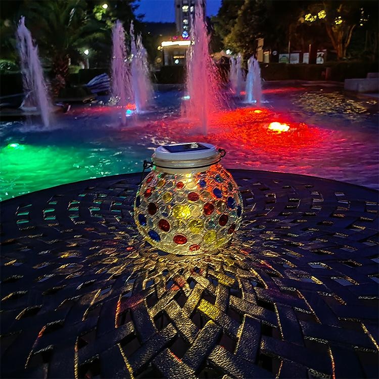 1 db üveg napelemes kültéri asztali lámpa, színes mozaik üveglámpa, kültéri vízálló kültéri napelemes lámpa kertbe, teraszra, ösvényre, erkélyre 2026 - $21.99 –P1