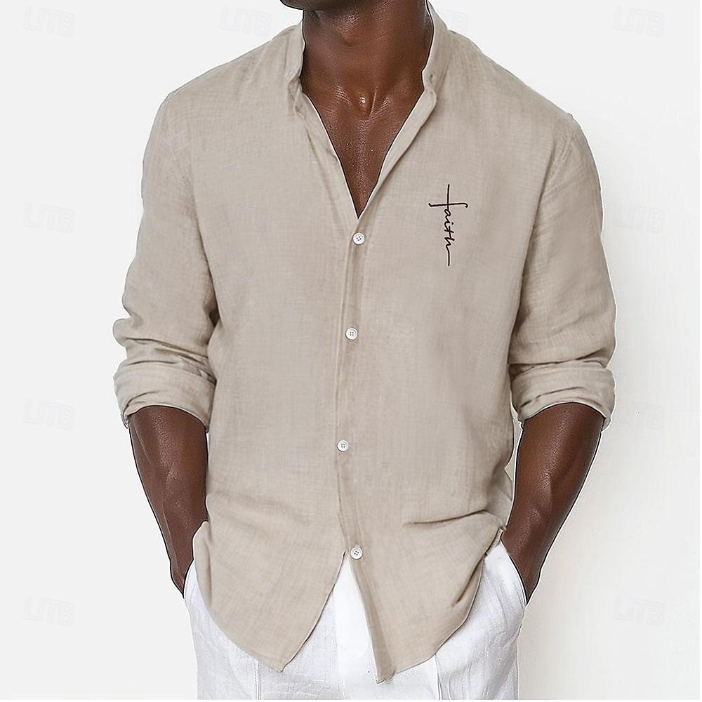 Per uomo Camicia Camicia da spiaggia Camicia con bottoni Liscio Giornaliero Per eventi Kaki Manica lunga A fascia Primavera estate Abbigliamento del 2025 a $25.99 –P1