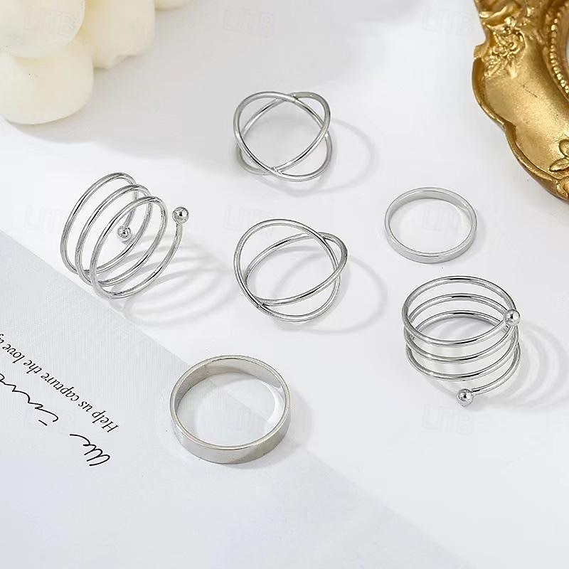 Ensemble d'anneaux Bagues For Femme Mariage Soirée Cadeau Alliage Le style rétro de 2025 ? $2.49 –P2