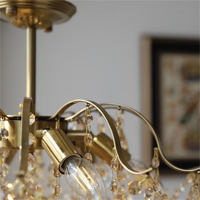Kronleuchter Deckenleuchte 1 Kopf warmes Licht 50/65/80 cm Kristalllampe Zweig Eisen Vollspektrum romantisches Retro-Licht Luxus Schlafzimmer Esszimmer Wohnzimmer 110–240 V 2025 - $549.99 –P5