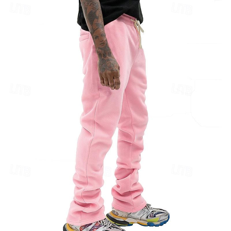 2026年 男性用 スウェットパンツ ズボン カジュアルパンツ ドローストリング 弾性ウエスト まっすぐな足 平織り 履き心地よい スポーツ・アウトドア 日常 ファッション カジュアル ブラック ピンク マイクロエラスティック  コレクション – $32.99 –P14