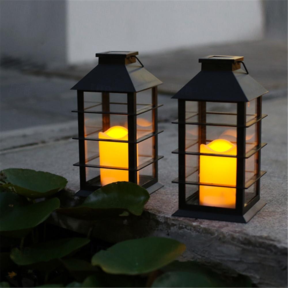 szüreti napelemes lámpa - villódzó led függő járdafény, napelemes fém kültéri lámpa kertbe, teraszra, udvari dekorációra 2026 - $32.99 –P3