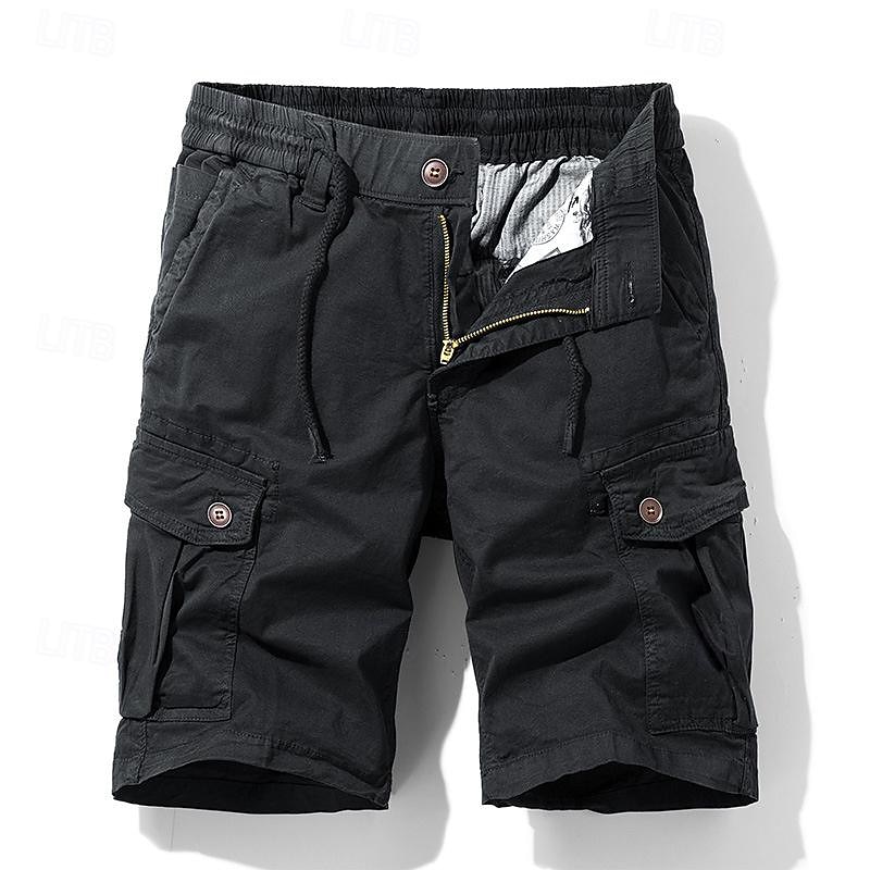 Men's Tactical Shorts Cargo Shorts Shorts Buttons Drawstring Elastic Waist Plain Wearable Short Outdoor Daily Going out Fashion Classic Black Army Green 2025 - $35.99 –P5