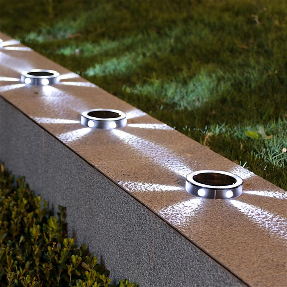 1 st/4 stks solar led power schijf licht outdoor 6 leds waterdicht tuinpad dekverlichting spotlight begraven solar led lamp tuin yard traject decor 2025 - $11.49 –P4