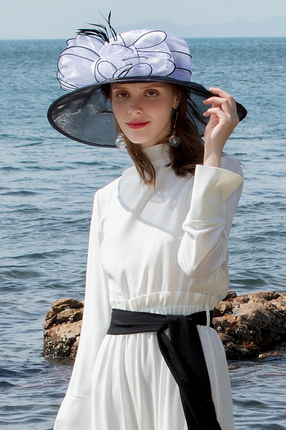 fascynatory kapelusze organza lodowy jedwab kapelusz kapelusz słońce ślub przyjęcie herbaciane elegancki ślub z kwiatowym nakryciem głowy z piór nakrycie głowy 2026 - $53.99 –P12