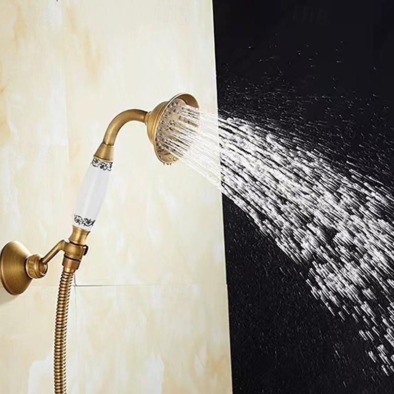 Rubinetto doccia Impostato - Docetta inclusa Stile vintage Ottone antico Esterno Valvola in ottone Bath Shower Mixer Taps del 2025 a $153.99 –P4