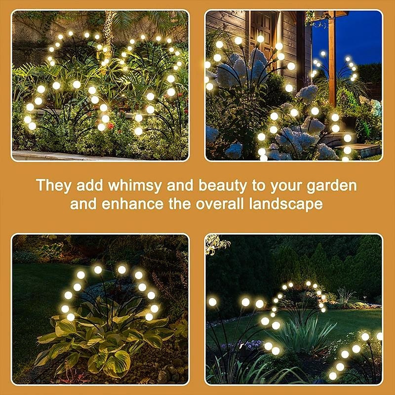 1pc 12LED Solar Garden Firefly Lamp, Swaying Lights 2 Flashing Modes Waterproof for Lawn Sidewalk Pathway Yard Patio 2025 - $14.99 –P7