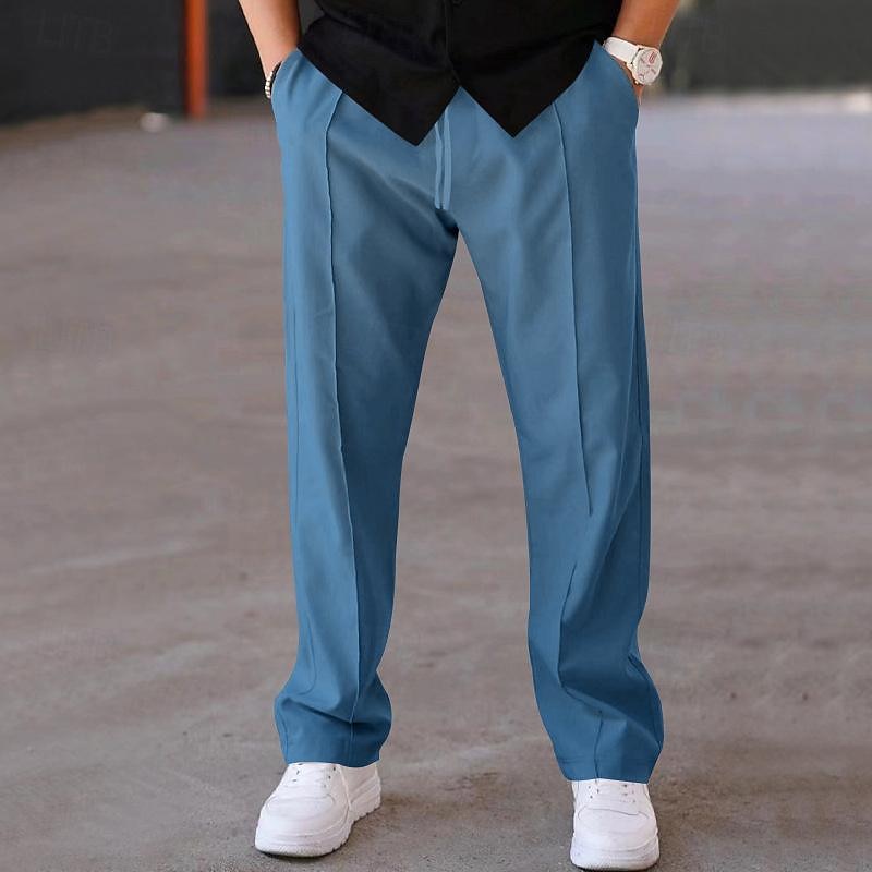 Per uomo Pantaloni della tuta Pantaloni A cordoncino Vita elastica Gamba dritta Liscio Comfort Sportivo Giornaliero Di tendenza Informale Verde militare Nero Media elasticità del 2026 a $21.99 –P13