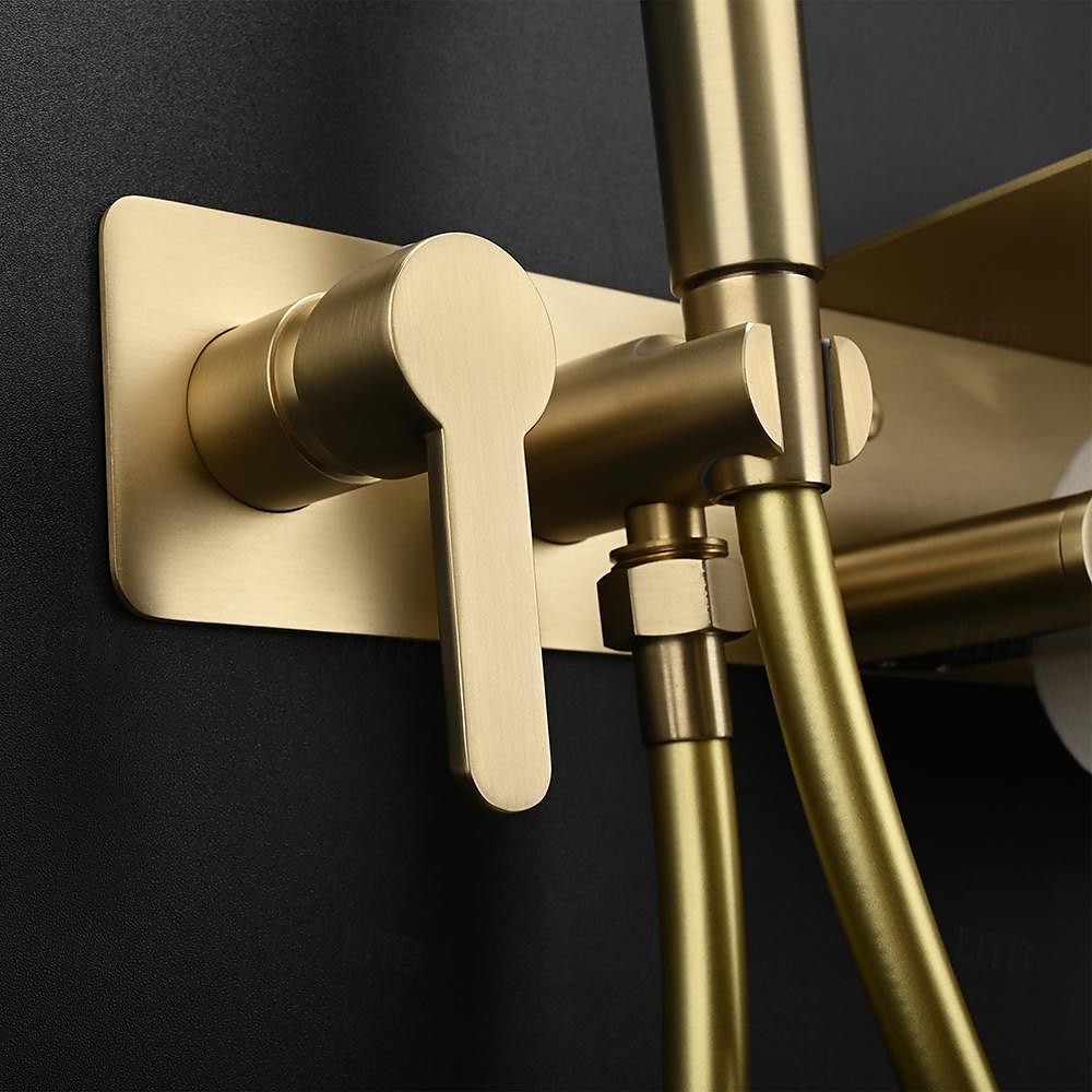 Brushed Grey Bidet Sprayer Concealed Button Brass Valve with Commodity Shelf Paper Holder Plastic Sprayer PVC Hose 2025 - $283.49 –P6