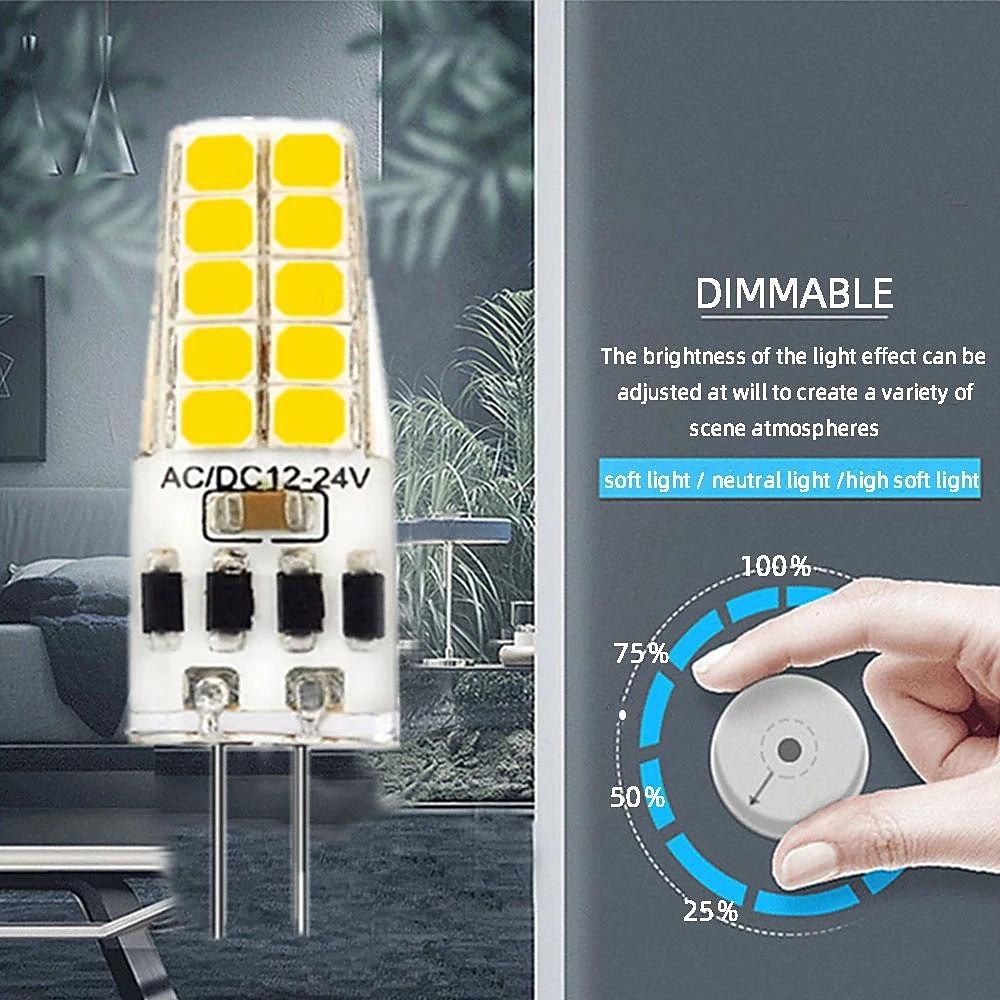 2025年 6個/10個調光可能LED電球g4 gy6.35 ac/dc12-24v 3w 20led省エネシリコンライト360度ハロゲンランプの交換  コレクション – $27.99 –P2