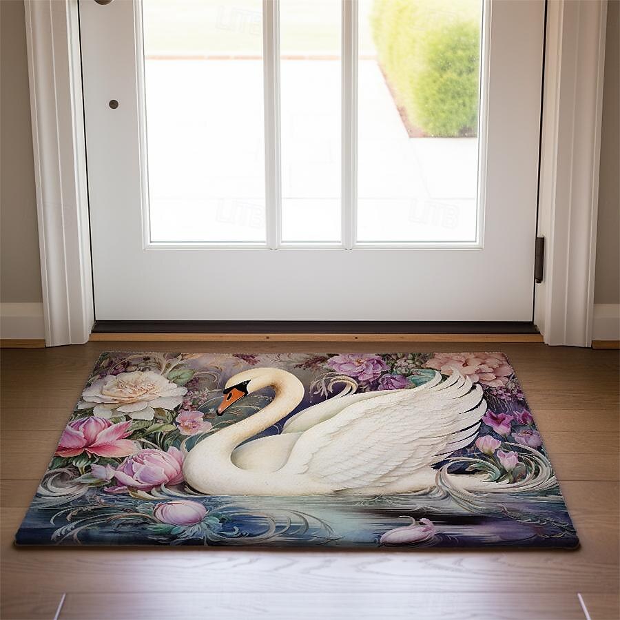 Schwanenblumen Fußmatte Küchenmatte Bodenmatte rutschfester Bereich Teppich Ölfester Teppich Indoor Outdoor Matte Schlafzimmer Dekor Badezimmermatte Eingangsbereich Teppich 2025 - $15.49 –P10