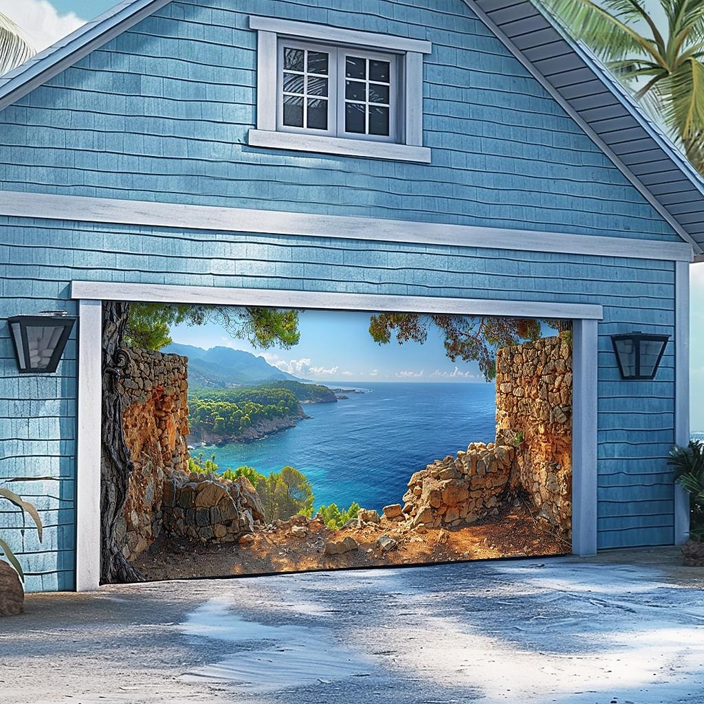 letnie wakacje na plaży baner na osłonę drzwi garażowych piękna duża dekoracja tła na zewnętrzne drzwi garażowe dekoracje ścienne domu impreza impreza parada 2025 - $33.99 –P7
