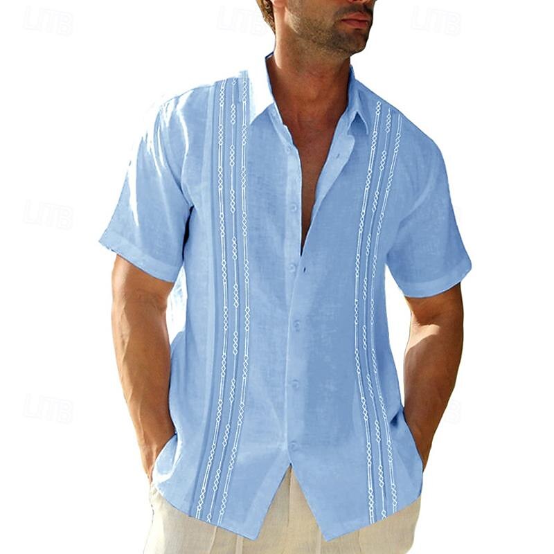 Per uomo Camicia Camicia Estiva Camicia casual Camicia da Spiaggia Camicia con Bottoni Nero Blu Verde militare Blu scuro Grigio Manica Corta Semplice Collo ripiegato Vacanza Camicia hawaiana del 2025 a $21.99 –P1
