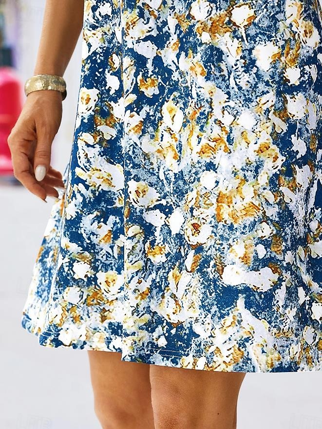 Women's Mini Dress Casual Dress Petite Dress Sundress Summer Dress Vintage Ethnic Vacation Cocktail Party Beach Loose Fit Floral Sleeveless Halter Neck Blue Summer 2026 - $32.99 –P6
