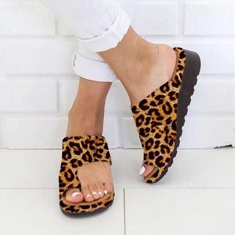 Women's Wedge Sandals Outdoor Home Leopard Open Toe Vintage Classic Silver Dark Brown Leopard 2025 - $14.99 –P9