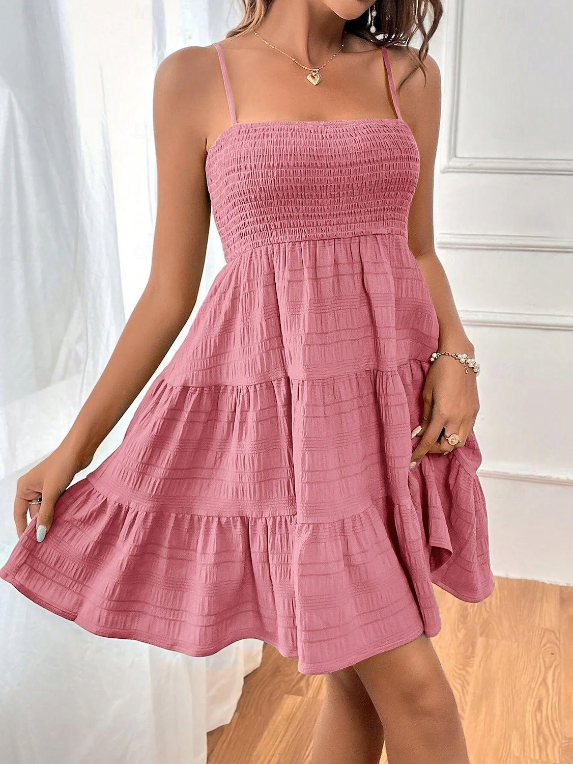 Mulheres Vestido midi Vestido de chiffon Vestidos Boho Chic Vestido elegante Elegante Boêmia Vintage Férias Diário Encontro Normal Tecido Sem Manga Com Alças Finas Preto Rosa Azul Verde Verão de 2025 por $31.99 –P4