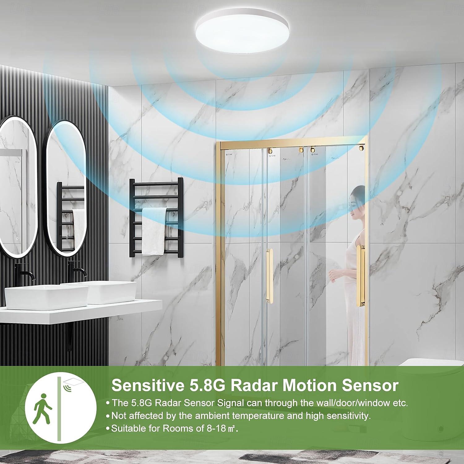 Light ControlRadar Motion Sensor Light 12W 18W 6000K Wired Ceiling Light Fixture Motion Detector LED Ceiling Light Embedded Sensor Light for Corridor Staircase Food Cabinet Laundry AC220V 2025 - $24.99 –P1