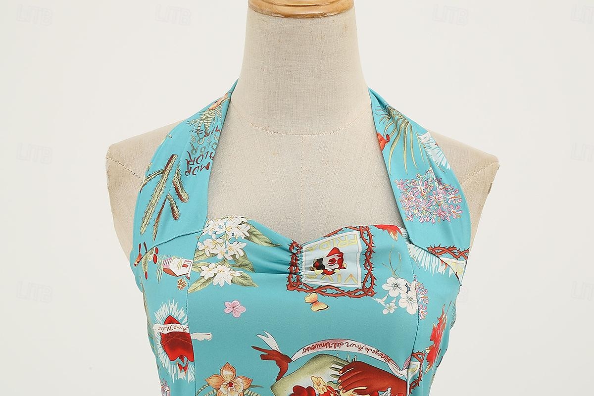 Retró 1950-es Rockabilly Swing ruha Flare ruha A-vonalú Kötőfék nyaka Női Farsang Zsúr Alkalmi / Napi Retro témájú buli Felnőttek Ruha Tavaszi nyár 2025 - $28.99 –P1