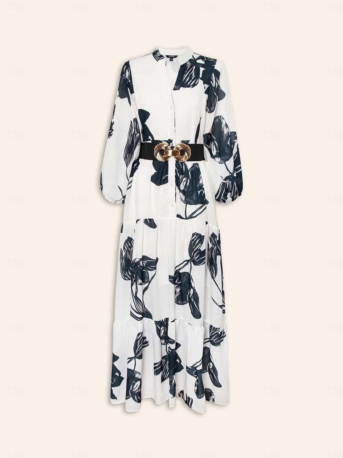 Floral V Neck Belted Maxi Dress 2024 - $59.99 –P6