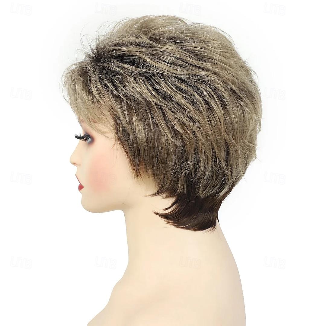 Wig Natural Wave Asymmetrical With Bangs Wig Short Golden Blonde Synthetic Hair Women's Classic Blonde Short Blonde Pixie Cut Wig 2026 - $19.99 –P7