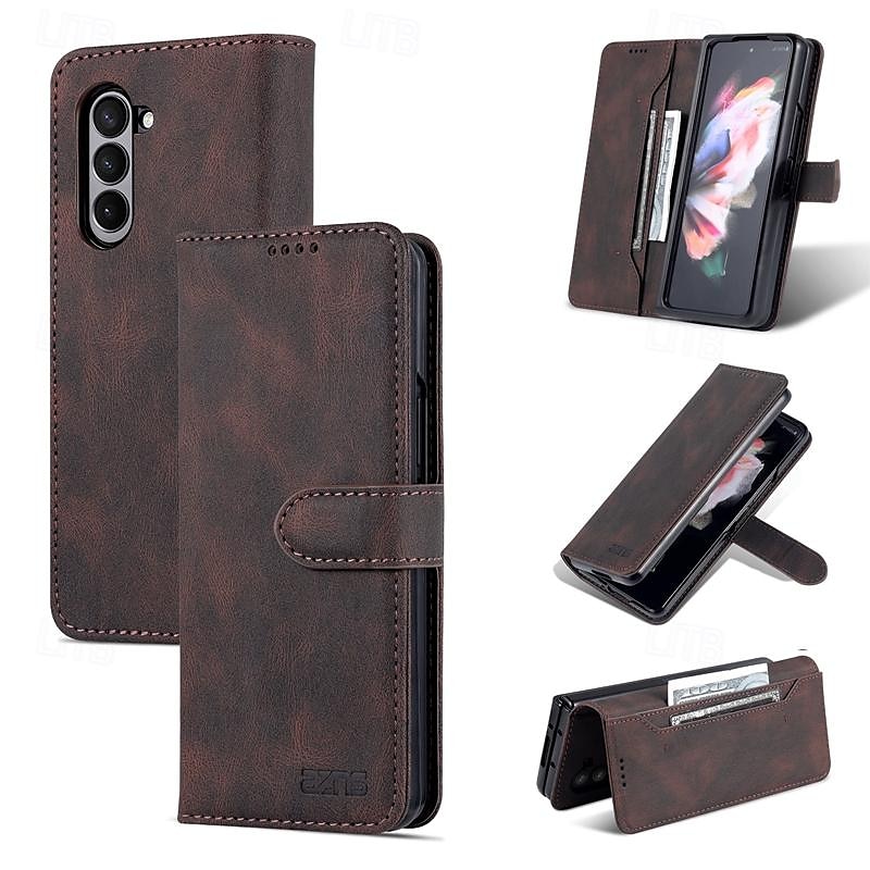 телефон Кейс для Назначение SSamsung Galaxy Z-образный сгиб 7 Z-сгиб 6 Z Fold 5 Z Fold 4 Z Fold 3 Кошелек для карт Полная защита тела Разъем для карты Защита от удара Ретро ПК Кожа PU 2025 - $15.99 –P12
