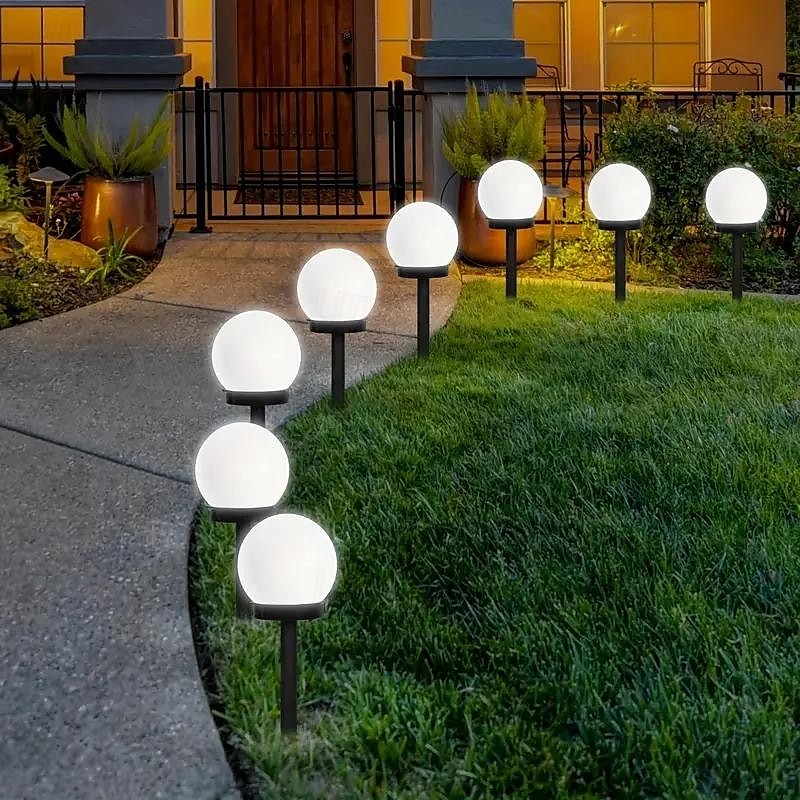 3 Stück Solar-Gartenlicht, kleines weißes Kugellicht, rundes Kugellicht, LED-Außendekoration, Landschaftsgarten, Villa, Rasenlicht, Bodensteckerlicht, wasserdicht 2025 - $24.99 –P6