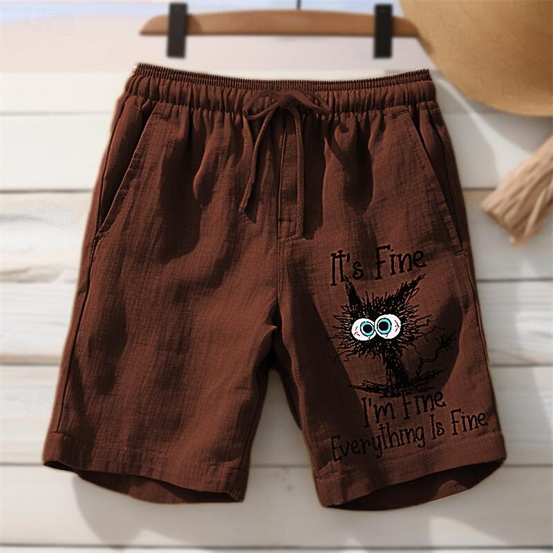 Per uomo Gatto Con lettere stampate Divertente Pantaloncini Pantaloncini estivi Pantaloncini da spiaggia Vita normale Hawaiano Informale Esterno Per eventi Per uscire A cordoncino Vita elastica Stampa del 2025 a $23.99 –P4