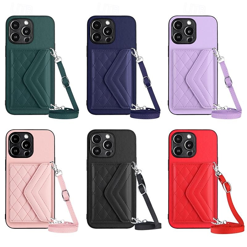 هاتف غطاء من أجل iPhone 16 15 14 Pro Max Plus iPhone 13 12 11 Pro Max Mini غطاء خلفي مع حامل مع الحبل فتحة لبطاقة مكتب  /  الأعمال TPU جلد PU 2025 - $16.99 –P1
