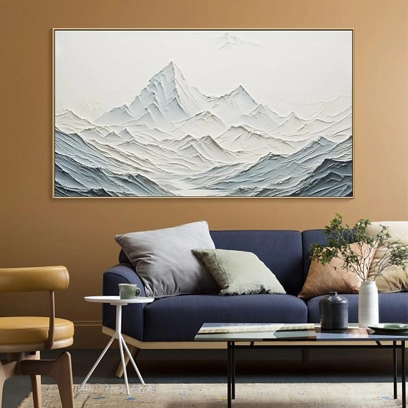 dipinto a mano 3d bianco neve montagna dipinto su tela stile intonaco fatto a mano pittura di arte della parete strutturata dipinto a mano pittura a olio wabi-sabi per soggiorno boho moderno del 2025 a $116.99 –P5