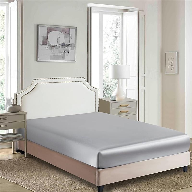 Cooling Satin Fitted Sheet Solid Color Mattress Cover with Elastic Band Bedsheet Single Double Queen King Size Fit Sheet 2025 - $18.49 –P14