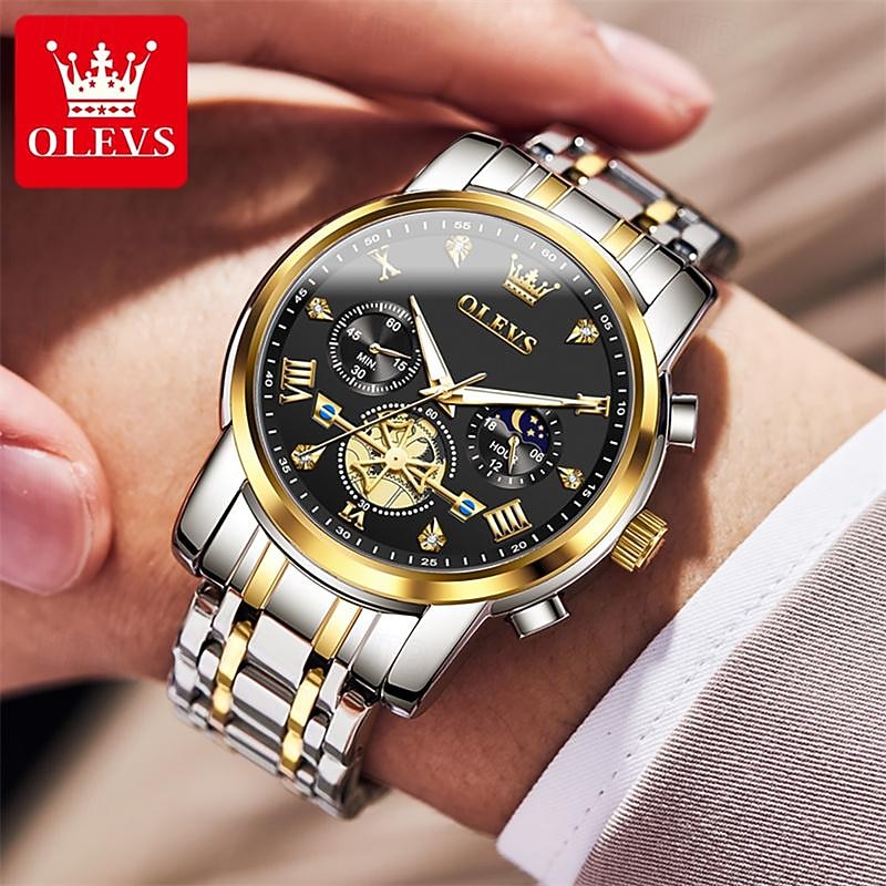 New Olevs Brand Men'S Watch Luminous Chronograph 24-Hour Indication Quartz Watch Business Steel Belt Men'S Waterproof Wristwatch 2025 - $34.99 –P17