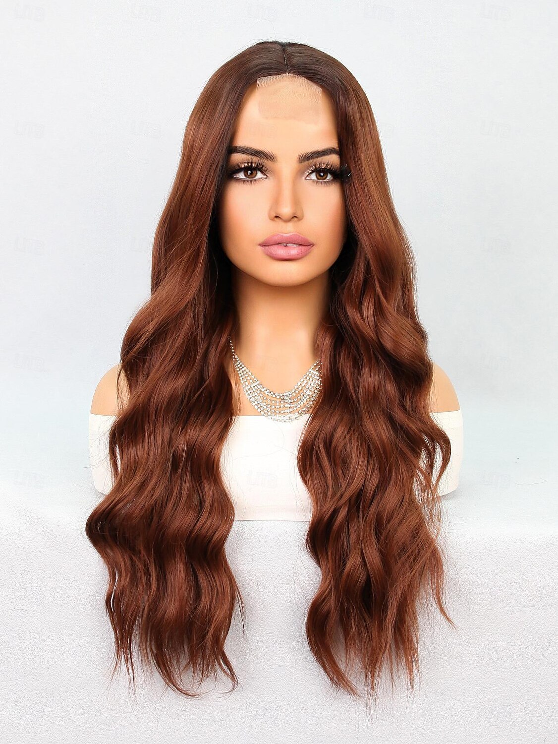Synthetic Lace Wig Natural Wave Style 26 inch Multi-color Middle Part U Part Wig Women's Wig Black / Gold Black Brown Black / Gray 2025 - $26.99 –P1