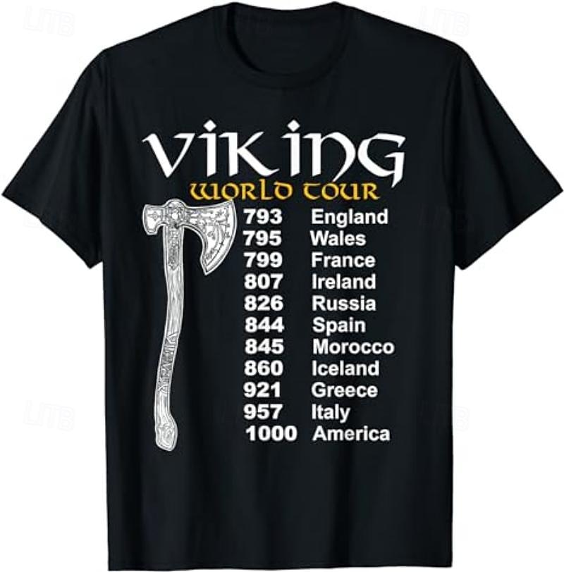 Viking Póló Minta Grafikus Kompatibilitás Férfi Felnőttek Mindszentek napja Farsang Álarcos mulatság Forró bélyegzés Alkalmi / Napi 2025 - $17.99 –P1