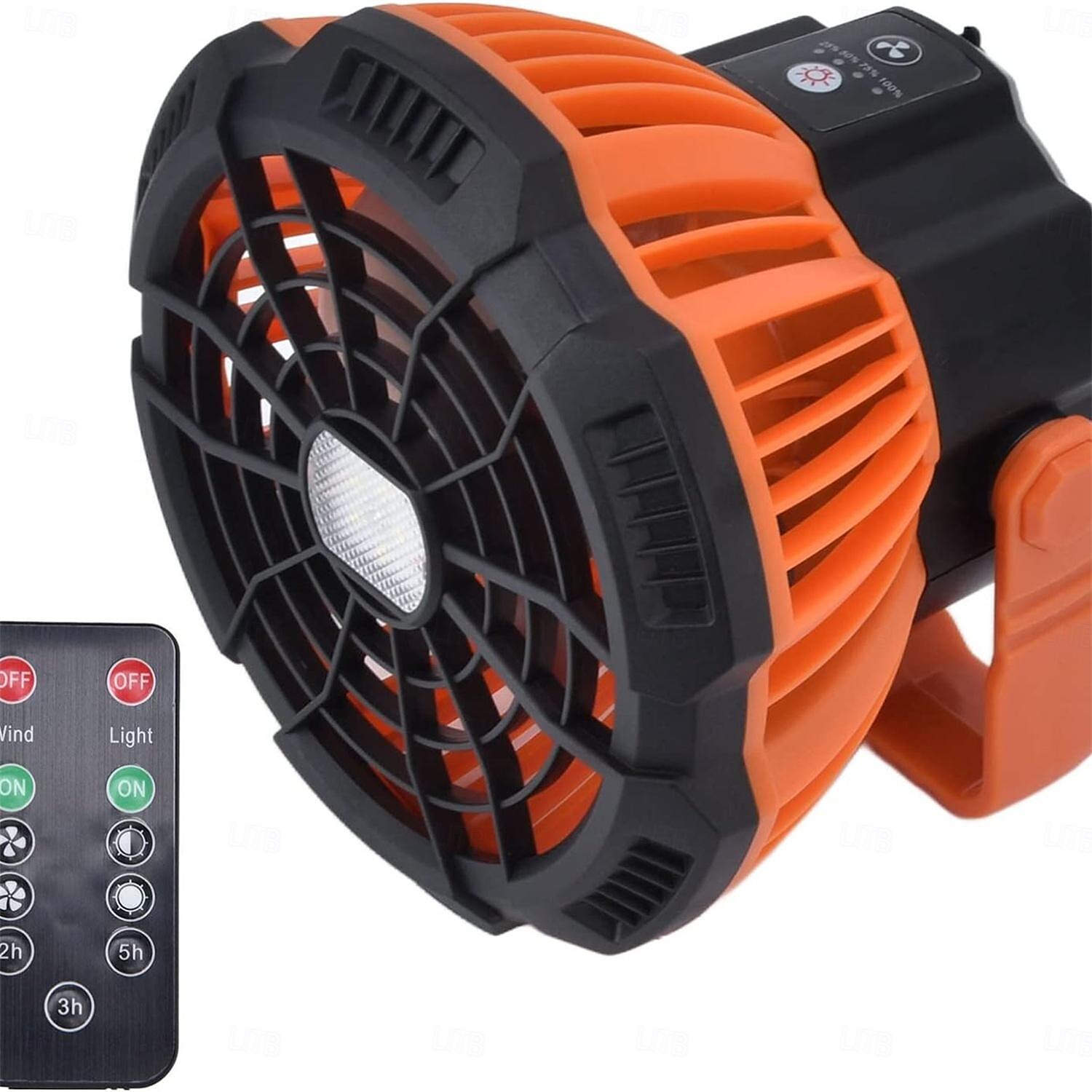 Battery Operated Fan with Light for Camping Tent & Hammock, 2 in 1 Remote USB Rechargeable Small Desk Fan With LED Lighting & Hanging Hook for Outdoor Camping, Office 2025 - $45.99 –P3