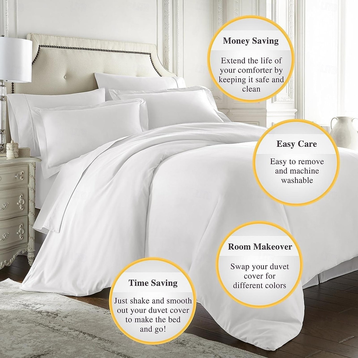 Pure 100% Pima Cotton Duvet Cover 4PCS Set Supima 140-TC Luxury Soft Silkly Sateen Bedding Set 1 Dovet Cover 1 Flat Sheet 2 Pillowcases 2025 - $288.79 –P15
