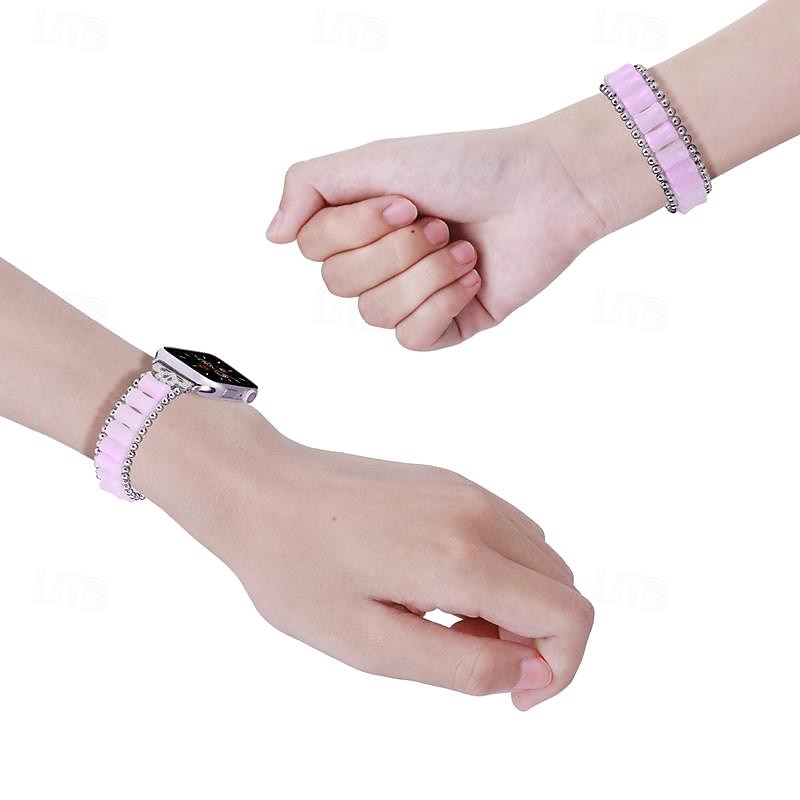 Pulseira de joias Compatível com Pulseira Apple Watch 38mm 40mm 41mm 42mm 44mm 45mm 49mm Com Miçangas Ajustável Respirável Resina pulseira de substituição para iwatch Ultra 2 Series 9 8 7 SE 6 5 4 3 de 2025 por $14.99 –P19
