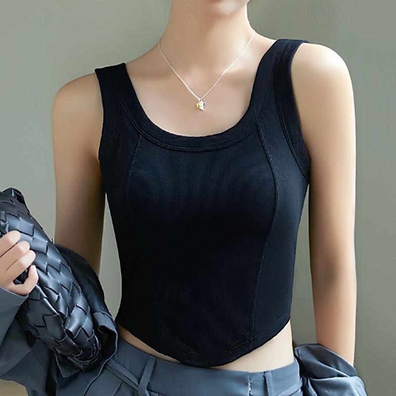 Canotta donna basic senza maniche top regolari girocollo nera bianca marrone grigia estate del 2026 a $21.99 –P3
