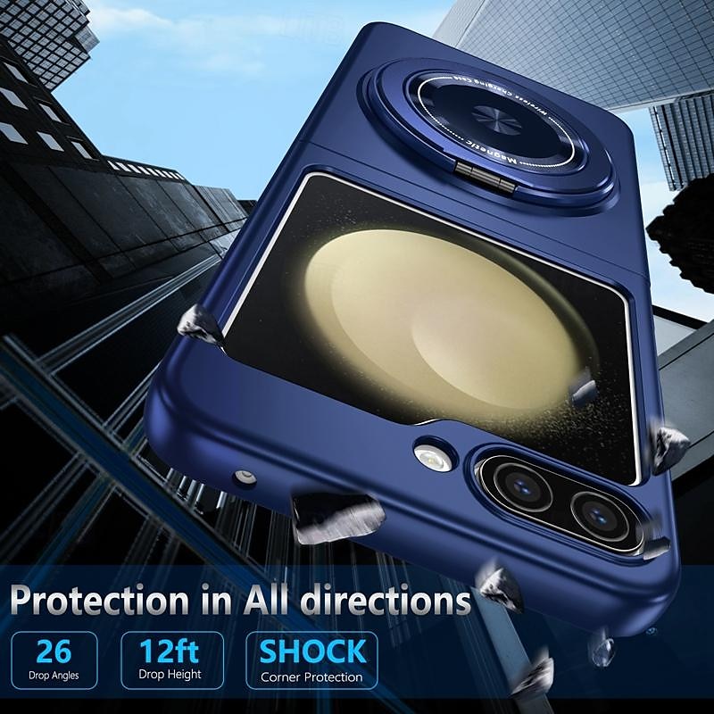 2025年 Samsung Galaxy Z Flip 6 Z Flip 5 Z Flip 4 Z Flip 3 用の電話ケース フリップカバー リングホルダー 磁気 サポート ワイヤレス充電 アーマー PC  コレクション – $22.99 –P2