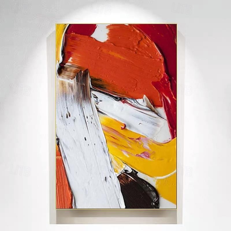 strukturierte handgemalte Leinwand gewickelt Ölgemälde Wandkunst orange weiß schwarz abstrakte Leinwand Malerei modernes Kunstwerk Öl Hand Malerei Home Interior Rahmen fertig zum Aufhängen 2025 - $131.99 –P9