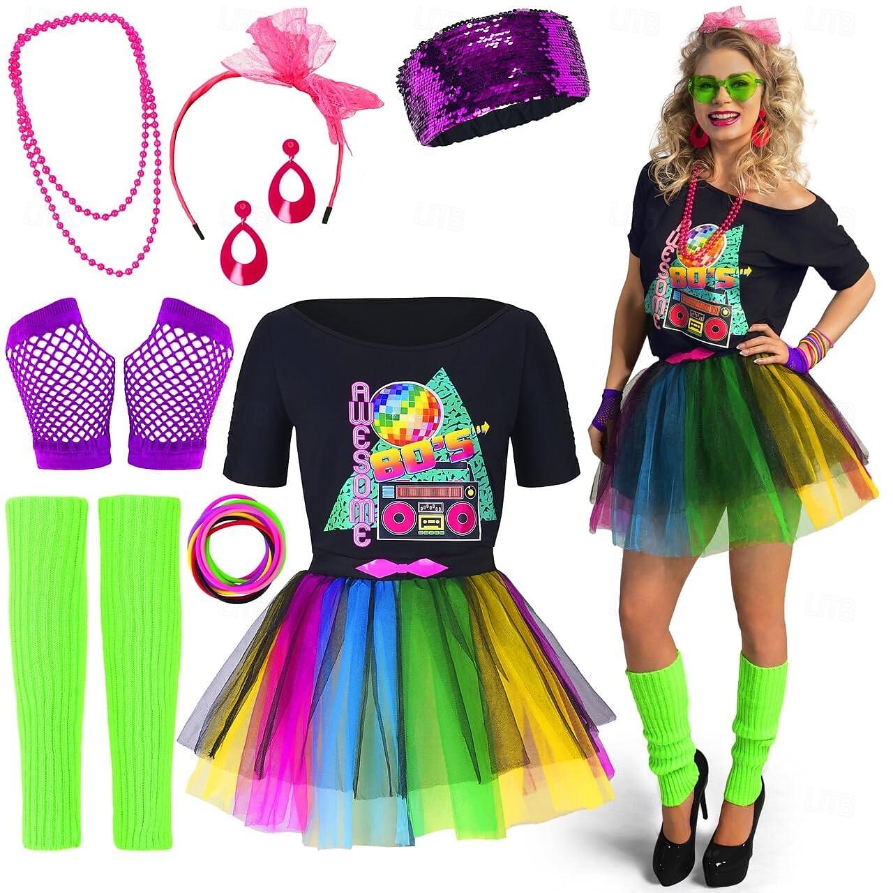 Retro Disko 80. léta Úbory Doplňky Party Girl 80. let Dámské Karnevalový kostým předvečer Všech svatých Karneval Plesová maškaráda Večírek loučení se svobodou nevěsty Pride Parade Dospělé Taška Kostým 2025 - $53.99 –P1