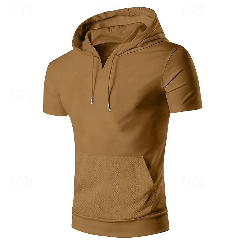 Per uomo Maglietta Camicia a Maniche Corte Manica Corta Con Cappuccio Primavera & Estate Semplice Moda Designer Essenziale Tasca Frontale Vacanza Streetwear Uscire Nero Bianco Grigio scuro Maglietta del 2025 a $23.99 –P7