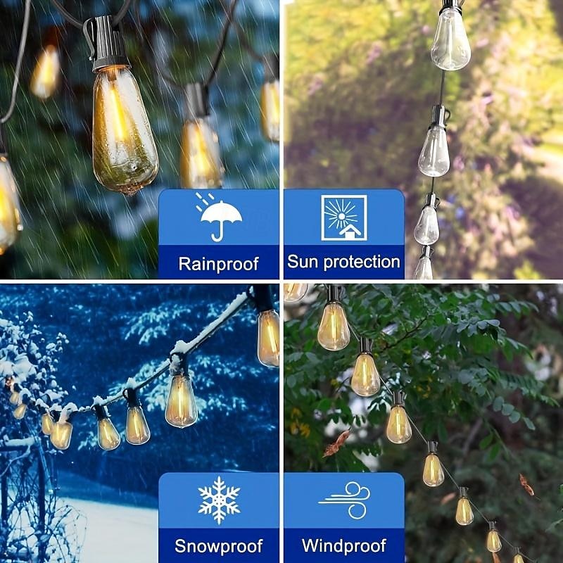 2025年 屋外用ソーラーストリングライト、リモコン付き、ソーラーパワー LED エジソン電球、屋外用ストリングライト、屋外パティオ、裏庭、フェンス、ハロウィーン、クリスマスのデコレーション  コレクション – $133.99 –P6