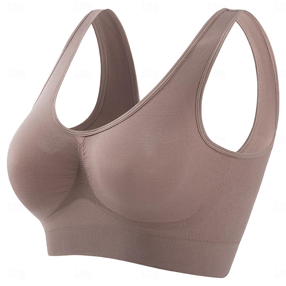 Top feminino cor pura esporte básico academias em casa nylon respirável v aro sem mangas sutiã almofadas no peito verão primavera roupas para casa de 2026 por $14.49 –P6
