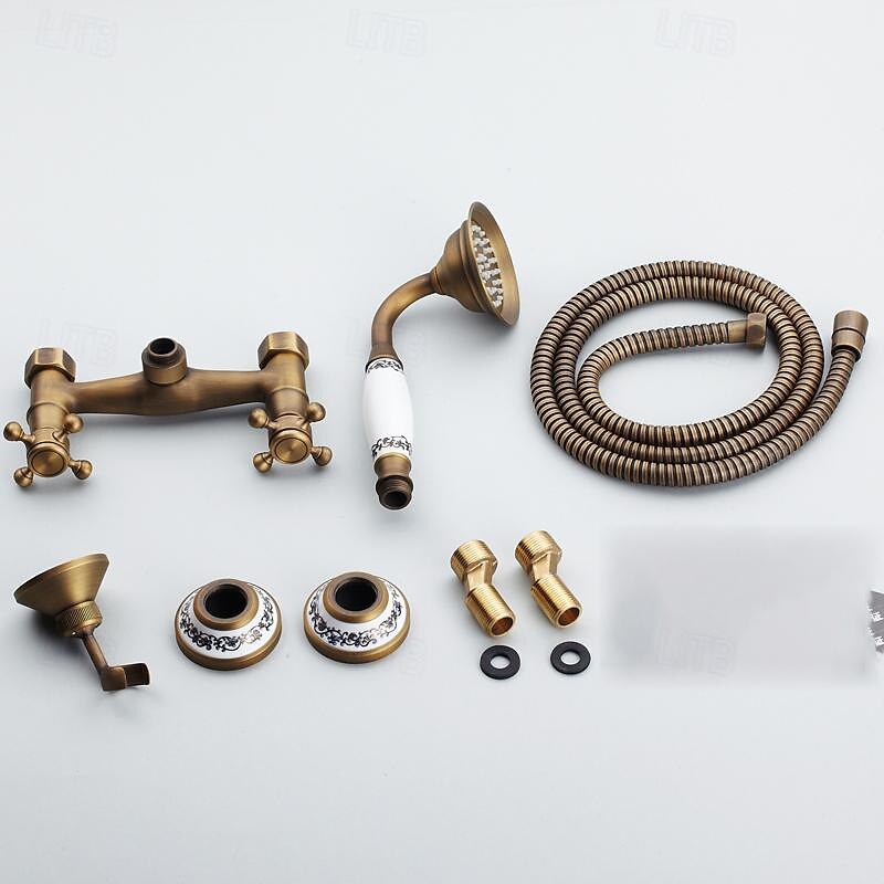 Rubinetto doccia Impostato - Docetta inclusa Stile vintage Ottone antico Esterno Valvola in ottone Bath Shower Mixer Taps del 2025 a $153.99 –P13