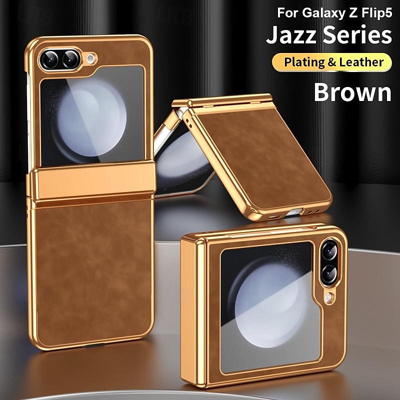 Phone Case For Samsung Galaxy Z Flip 6 Z Flip 5 Z Flip 4 Z Flip 3 Flip Cover Shockproof Retro Plating PC PU Leather 2025 - $23.99 –P13