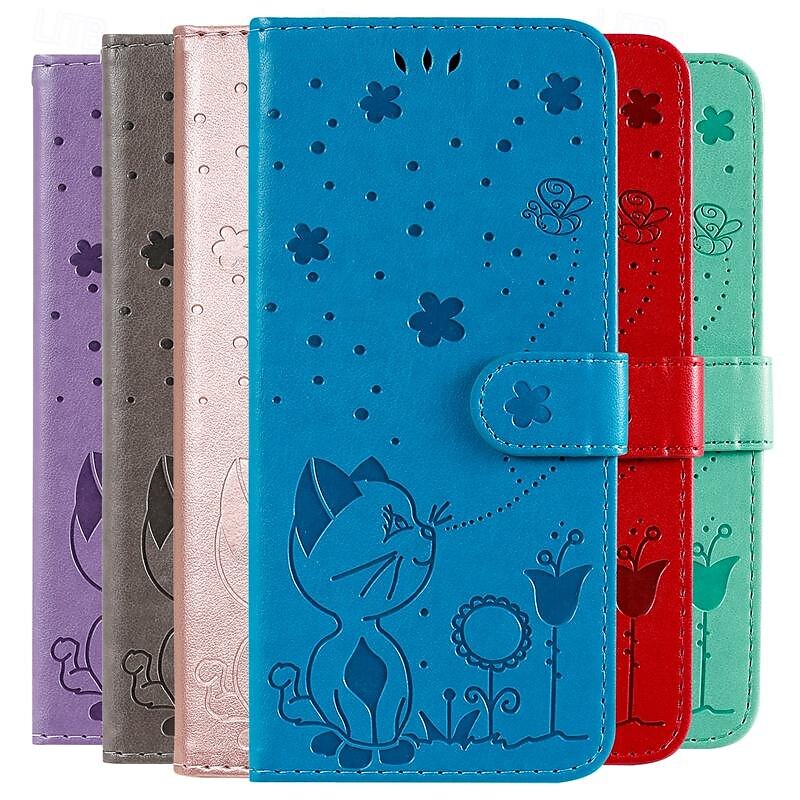 telefon Maska Pentru Samsung Galaxy S24 S23 S22 S21 S20 Ultra Plus FE A54 A34 A14 Nota 20 10 S25 Ultra Portofel Card Magnetic Protectie pentru intreg corpul cu curea de mână Pisica Albină TPU PU piele 2025 - $18.99 –P1